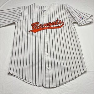 Vintage NFL Cincinnati Bengals Teamwork Pinstripe Baseball Style Jersey Men’s L